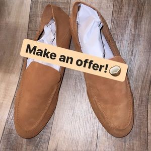 A new day fold down flats cognac faux suede